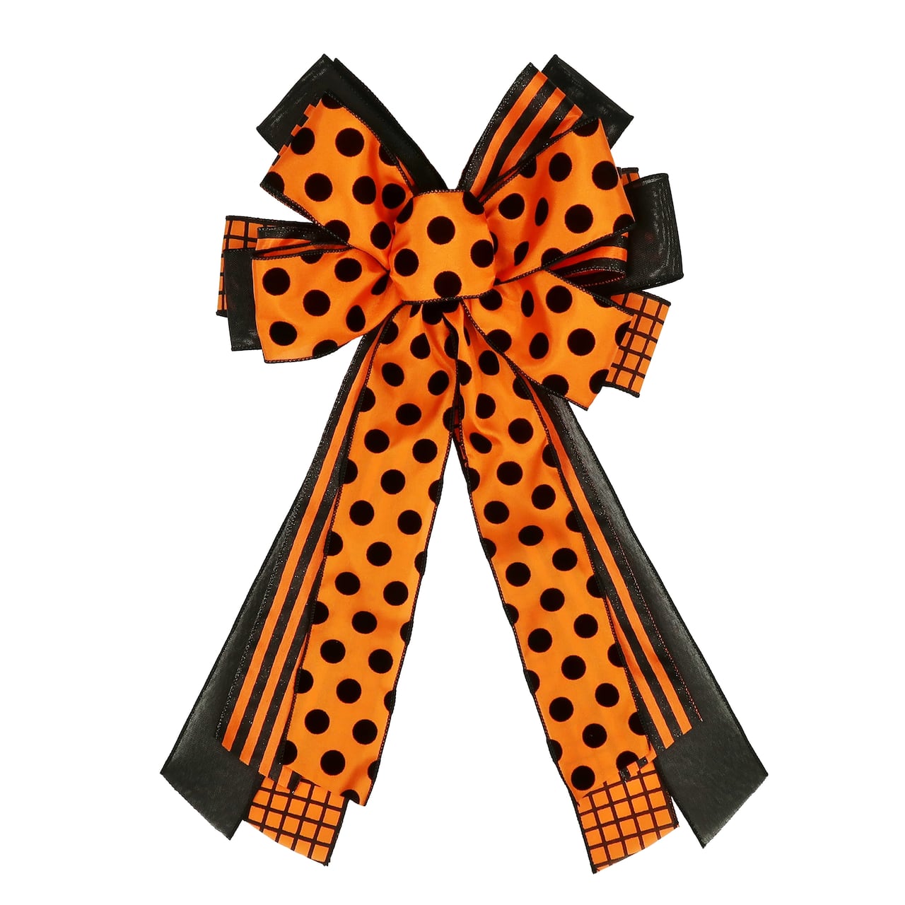 16&#x22; Black &#x26; Orange Polka Dots Bow by Celebrate It&#x2122;